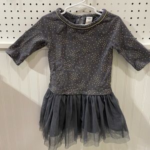 Oshkosh toddler tulle dress in grey with gold dots